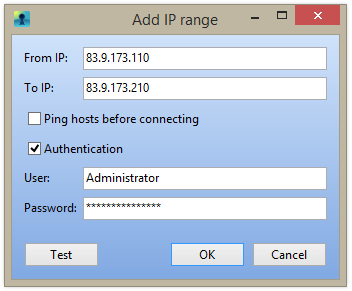 Add IP Range dialog