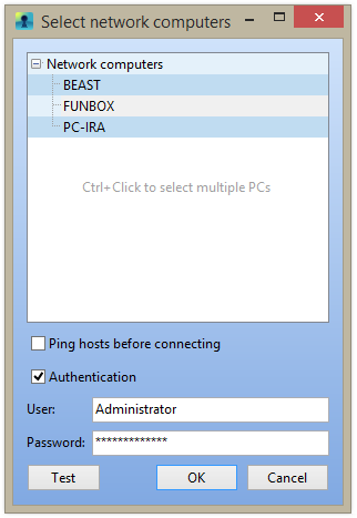 Select network computers dialog